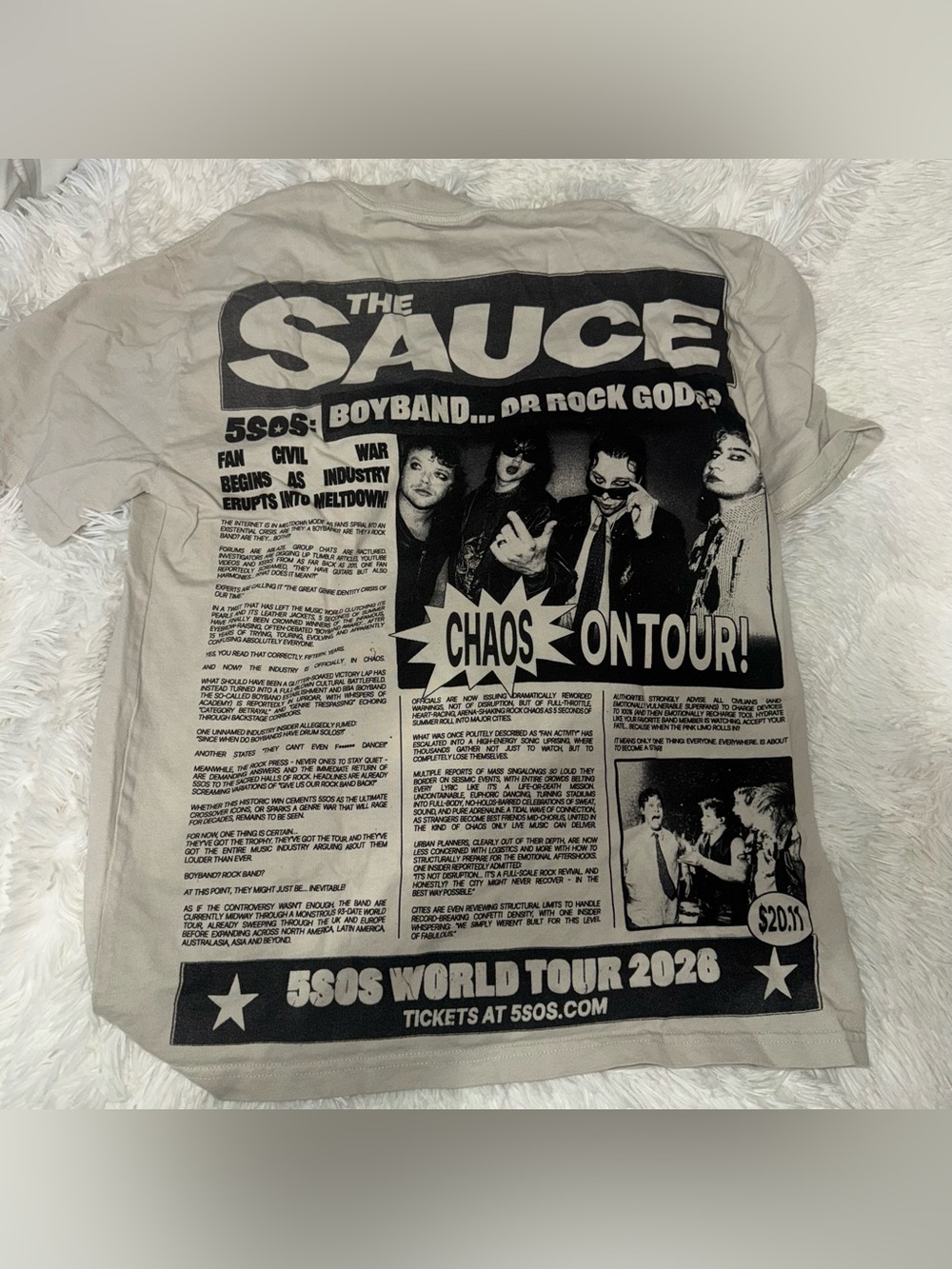 5 Seconds of Summer The Sauce Magazine Newspaper Everyone's A Star Tour Shirt